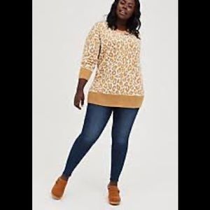 DROP SHOULDER SWEATER - POPCORN LEOPARD